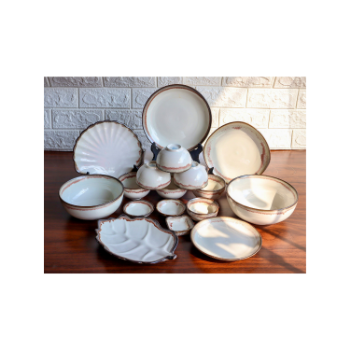 Pearl Enamel Tableware Set Cheap Price  Classic Design Gift Set  Decorative Plates Serving Dishes  Customized Packing Vietnam Wholesale  1