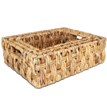 Fast Delivery Set Of 3 Twisted Water Hyacinth Storage Baskets Natural Stocked Storage Water Hyacinth Customized 2