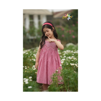 Girl's Dress with Chest Texture Flower High Quality Competitive Price Kids Dresses For Girls Lovely Pattern Packing In Polybag 3