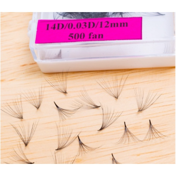 14D Hand Fan Thickness 0.05 Curvature (C, D) box of 500 fan mi extension tool fan Thuy Ha Eyelashes Extension OEM ODM Service  2