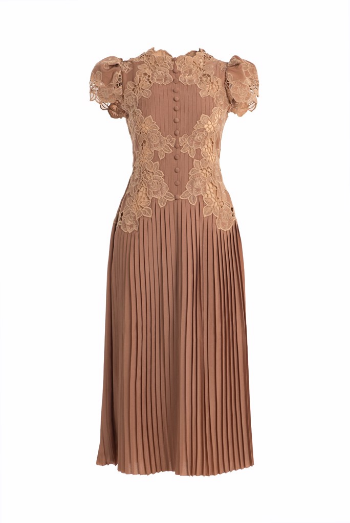 Fast Delivery Elegant lace designs ALVA MIDI DRESS, Each lace is hand-stitched on a chiffon-embossed fabric to create a unique decorative composition for this light design 3