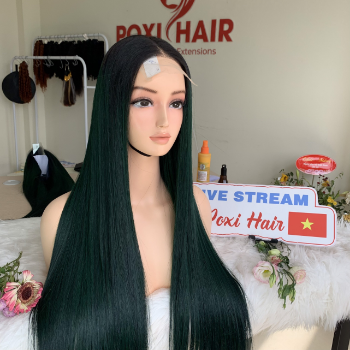 Green Color Bone Straight Wig 26 Weft Hair Extensions human hair wigs 100% Human Hair Vendors Made In Vietnam 6