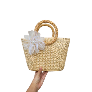 Water Hyacinth Bag Top Seller Bamboo Woven Bag For Holiday Decoration Classic Style Light Brown Color Vietnam Manufacturer 5