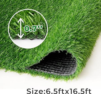 FresGard Rolling 6.5ftx16.5ftx0.7'' Artificial Turf Grass Dorm Room Essentials Outdoor Rugs Fake Grass Area Rugs  4