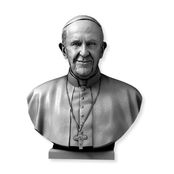 The Portrait sculpture of Pope Francis Wholesale White Marble Garden Statues Packed In Wooden Case Made In Vietnam Factory 1