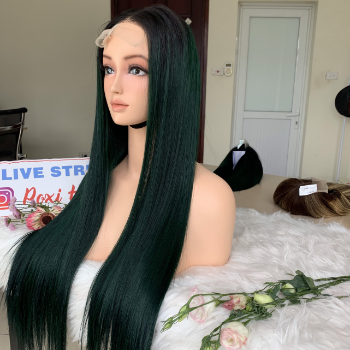 Green Color Bone Straight Wig 26 Weft Hair Extensions human hair wigs 100% Human Hair Vendors Made In Vietnam 4