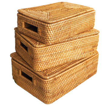 Home Hotel Restaurant Top Brand Selling Wholesaler Best Manufacturer Set Of Two Handicraft Bamboo Rattan Long Tray With Handle 7