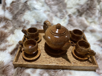 Best Price Teapot And Cup Set Make From Wooden Coconut For Tea Dark Brown All Seasons From Vietnam Manufacturer 2