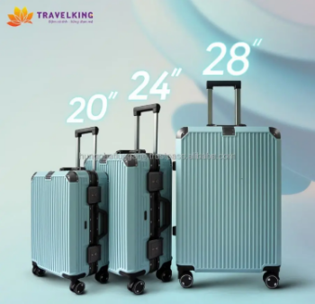 Hard Luggage With PC Material Fashion Wholesale PC Hard Shell Aluminum Frame Suitcase TRAVELKING Carry-Ons Luggage Sets Vietnam Manufacture 7