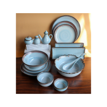 Kim Sa Blue Sea Enamel Tableware Set Luxury Tableware Set Good Price  Classic Design Kitchen Decorative Plates Serving Dishes  Carton Box  Vietnam Manufacturer 1