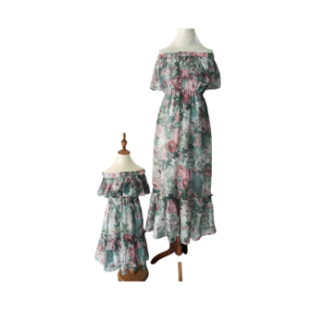 Mother & Baby Dress Set With Floral Pattern Family Matching Outfits Good Quality High Quality Family Matching Dresses 5