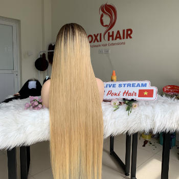 Ombre Blonde Color Bone Straight Wig Weft Hair Extensions human hair wigs 100% Human Hair Vendors Made In Vietnam 6