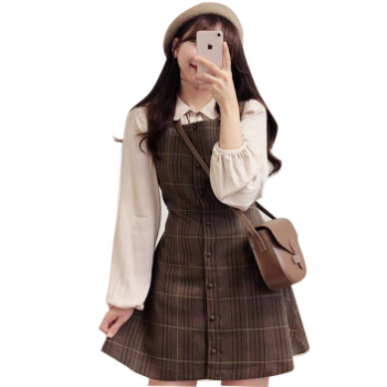 Custom Cute Plaid College Dress Set: Spring Vintage Fashion at Affordable Premium Quality from Vietnam Manufacturer 1