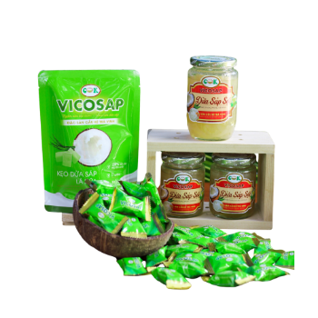 Tropical Fruit Cocoa Candy Good Price Soft Macapuno Confectionery Pandan Leaf Coconut Candy Bag Made In Vietnam Manufacturer