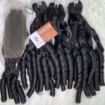 Machine Weft Half Curly Natural Color Hair Extensions Bulk Sale Virgin Hair Beauty And Personal Care From Vietnam Manufacturer 4