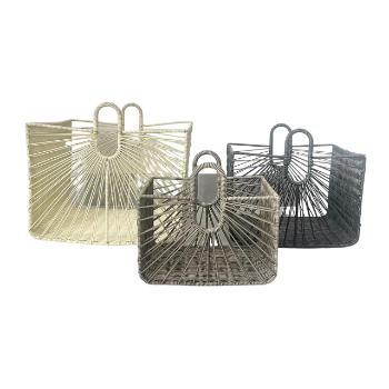 High Quality Storage Baskets Set Of 3 Rectangular Oval Handles Binh An Thinh Handicraft OEM ODM Service Made In Vietnam 1