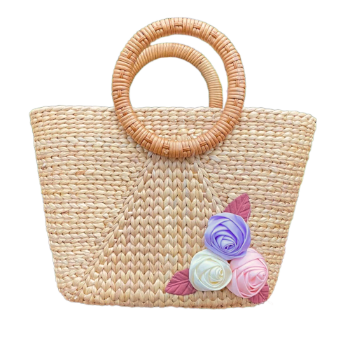 Water Hyacinth Bag Top Seller Bamboo Woven Bag For Holiday Decoration Classic Style Light Brown Color Vietnam Manufacturer 1