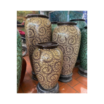 Best Choice Pottery Wheel Asian Zen Decoration Floor Vase Packed In Box Vietnam Manufacturer 2