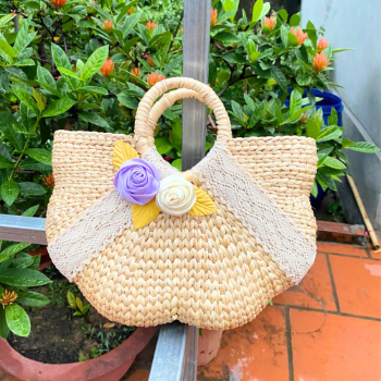 Water Hyacinth Bag Good Price Small Rattan Bag For Gift Classic Style Light Brown Color From Vietnam Manufacturer 5