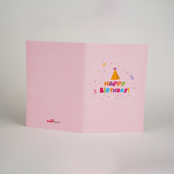 Greeting Birthday Card 3D Card Pink Best Choice Unique Design Good Quality Offset Printing Customized 3