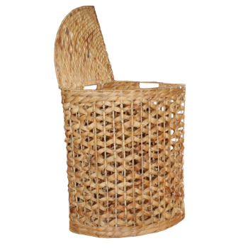 Good Price Set Of 8 Half-Moon Hampers With 3 Small Baskets Iron Frame And Floral Weaving Water Hyacinth Laundry And Restroom 6