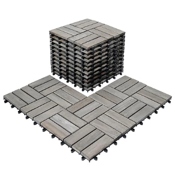 Competitive Price FresGard 9PCS Interlocking Deck Tiles 12"x12"x0.94'' Gray Acacia Patio Decor Flooring Tiles 5