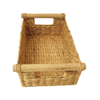 Good Price Set Of 2 Water Hyacinth Trays Rice Nut Weaving With Wooden Handles Handmade Put On Flat Surface Modern 6