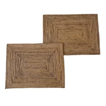 Set Rattan Placemats with Holder Dark Brown Rattan wall decor basket wholesale Handwoven in Vietnam 2