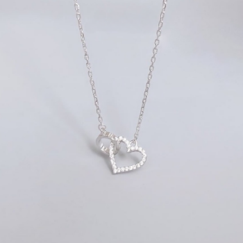 925 Sterling Silver Fine Jewelry High Fashion Cubic Zirconia Diamond Heart Layer Pendant Necklace For Woman Made in Vietnam 4