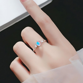 925 Sterling Silver Premium Woman's Jewelry Blue Pearl Cubic Zirconia Fine Gemstone Rings Made in Vietnam 5