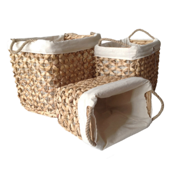 Good Quality Floral Water Hyacinth Basket - Rattan Handles On Both Side And Movable Fabric Lining Natural Stocked Removable 4