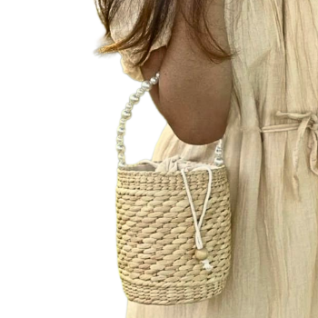 Rattan Bags Bali Woven Handmade Fast Delivery Water Hyacinth Bag For Holiday Decoration Classic Style Light Brown Color 5