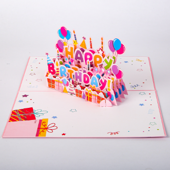 Greeting Birthday Card Pop Up Pink Best Choice Unique Design High Quality Offset Printing Customized 8