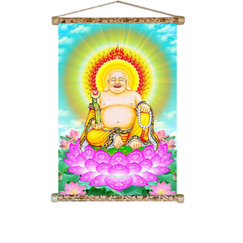 Happy Buddha Scroll Painting Wall hanging art printed 4