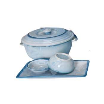 Sea Blue And White Enamel Dining Set Tableware High Specification  Traditional  Kitchen Decorative Plates Serving Dishes  Carton Box  Vietnam Factory 2