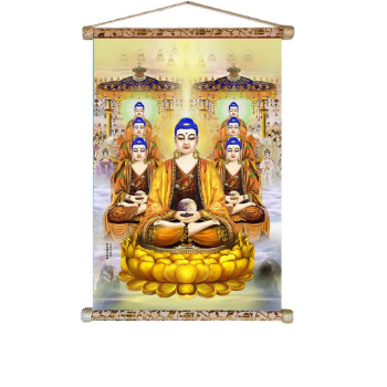 Wall Art Traditional Printed Sitting Kuan Yin Buddha Scroll Painting Buddhist Canvas Painting 5