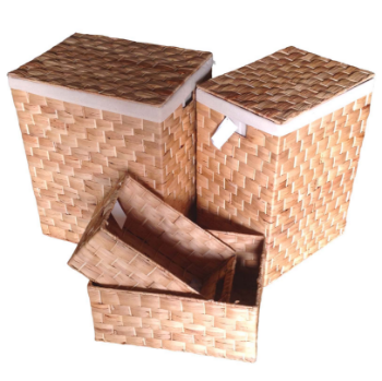 Good Quality Set Of 5 Hampers Include 2 Hampers 2 Baskets And 1 Box Fabric Lining Hampers Eco-Friendly Laundry And Storage 3