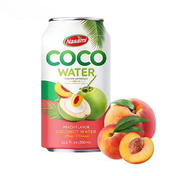 High Quality Fresh Coconut Water Peach Flavor Beverage Nasami Brand Coconut Water Manufacturers OEM ODM Service Made In Vietnam 1