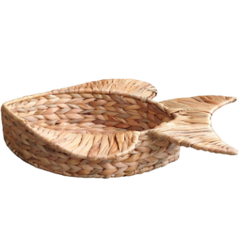 High Quality Set Of 2 Water Hyacinth Trays Fish Shapes Natural Color Double Put On Flat Surface Customized Made In Vietnam 2