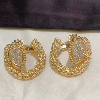 Custom Luxury Earrings Ser-pent Bo-he-me with Diamonds Moissanite in 18k Yellow Gold Silver Earrings From Vietnam Manufacturer 2