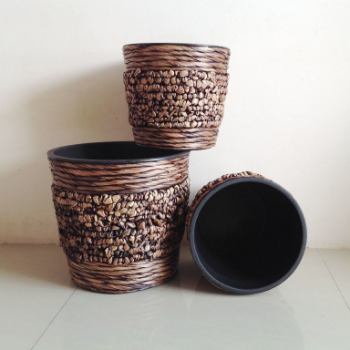 ood Price Set Of 4 Mixed Weaving Water Hyacinth Plant Pots Flower Pp Pot Lining Iron Frame Sustainable Vietnam Manufacturer 5