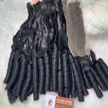 Machine Weft Half Curly Natural Color Hair Extensions Bulk Sale Virgin Hair Beauty And Personal Care From Vietnam Manufacturer 5