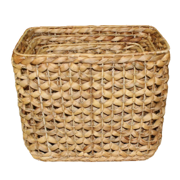 Good Quality Floral Water Hyacinth Basket - Rattan Handles On Both Side And Movable Fabric Lining Natural Stocked Removable 5