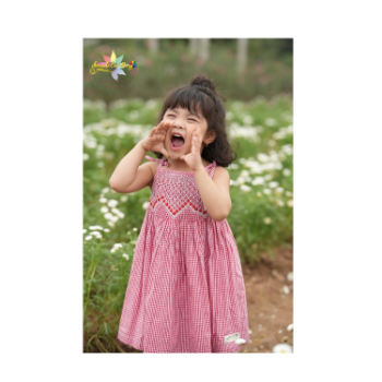 Girl's Dress with Chest Texture Flower High Quality Competitive Price Kids Dresses For Girls Lovely Pattern Packing In Polybag 7