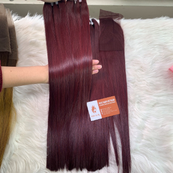 Machine Weft Bone Straight Wine Color Hair Extensions Bulk Sale Virgin Hair Beauty And Personal Care From Vietnam Manufacturer 7