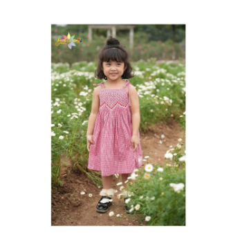 Girl's Dress with Chest Texture Flower High Quality Competitive Price Kids Dresses For Girls Lovely Pattern Packing In Polybag 9