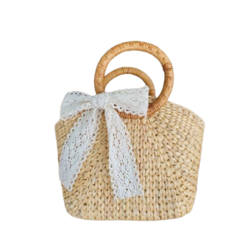 Woven Rattan Bag High Quality Water Hyacinth Bag For Holiday Decoration Classic Style Light Brown Color Vietnam Manufacturer 2