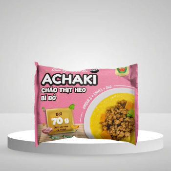 Achaki Pork and Squash Instant Porridge No Preservatives Healthy Baby Food Ready to Eat Nutritious Meal Fresh Ingredients Convenient Packaging Made in Vietnam