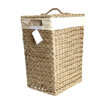 Fast Delivery Set Of Seagrass Hampers Zigzag Weaving And Covered With Removable Lids Cotton Fabric Lining Laundry Containers 4