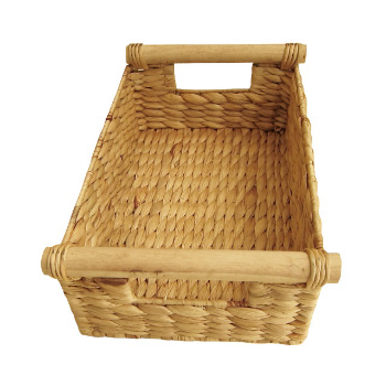 Good Price Set Of 2 Water Hyacinth Trays Rice Nut Weaving With Wooden Handles Handmade Put On Flat Surface Modern 3